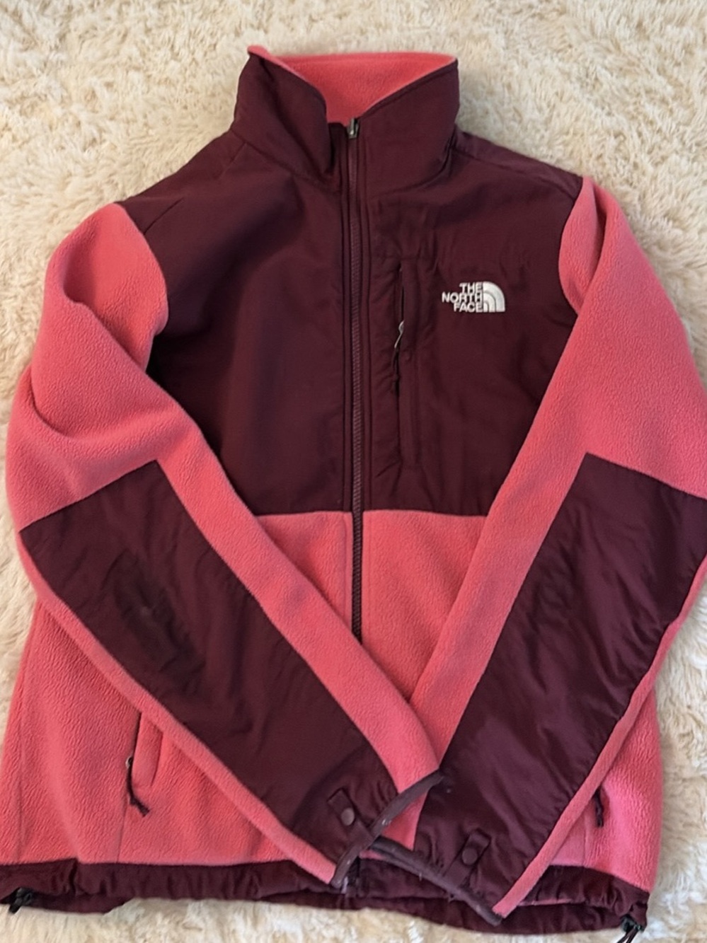 The North Face Women’s Pink and Burgundy Fleece Utility Jacket